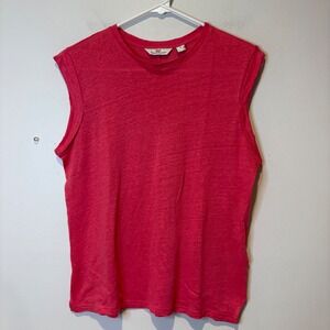 Vineyard Vines Womens Pink Linen Sleeveless Crew Neck Boxy Tank Top Size S